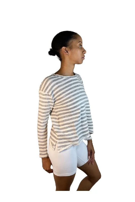 TLA Petite Striped Pullover Sweatshirt