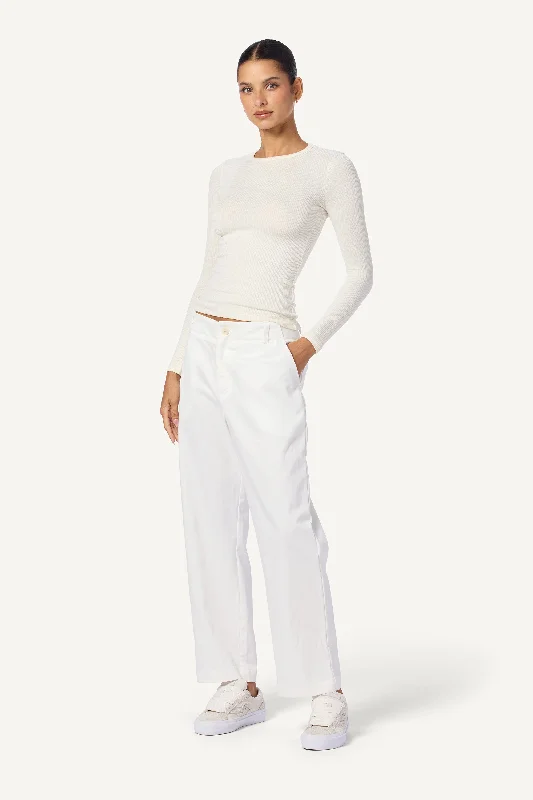 BLANCA MID RISE ANKLE LENGTH TROUSER  | GARDENIA