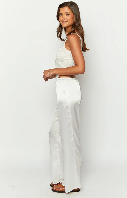 Bridget White Satin Pants