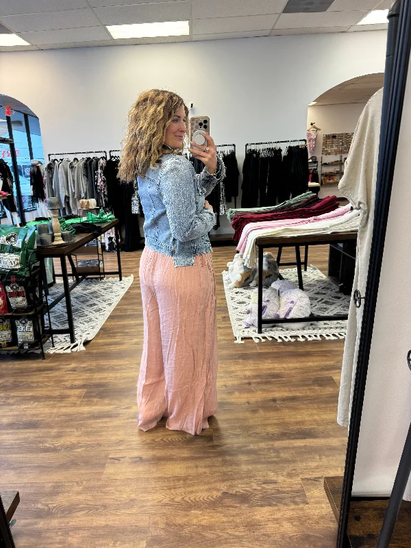 Jenny - Elastic Waist Drawstring Wide Leg Pants