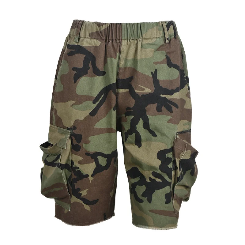 Letter Camouflage Multi-pocket Casual Shorts (CL11359)