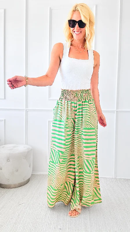 Smocked Waist Printed Pants