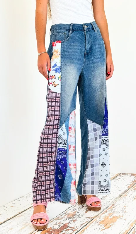 Vintage Patchwork Denim Pants