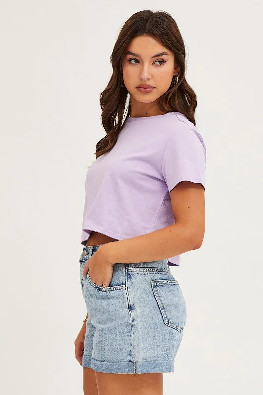 Blue High Rise Relaxed Denim Shorts