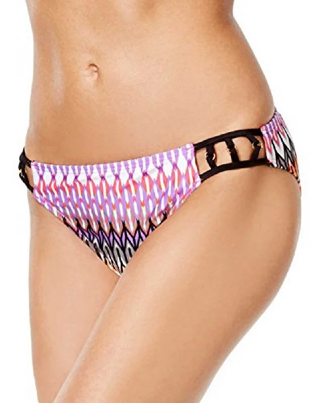 Kenneth Cole Women's Printed Strappy Hipster Bikini Bottom, Multi, XL