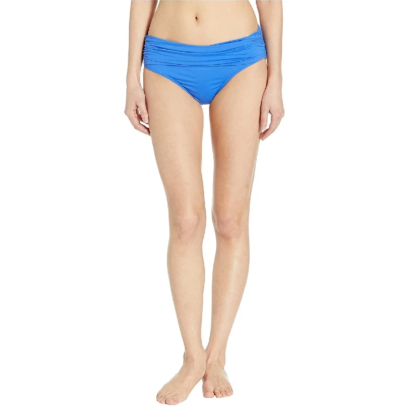 Ralph Lauren Women's Wide Shirred Banded bikini Bottom, Blue, 14