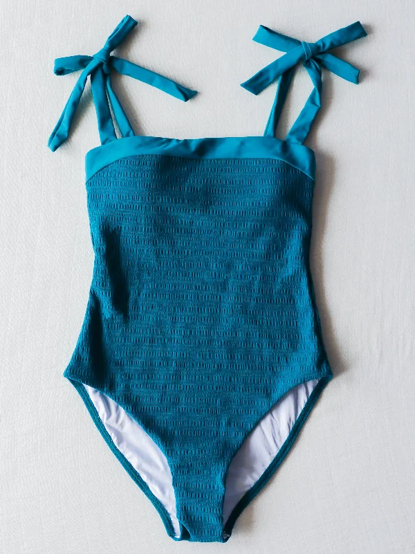 Women's Bow Strap One Piece - Mermaid Green