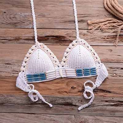 Women's Handmade Crochet Bikini Push-Up Triangle Bathing Swimwear