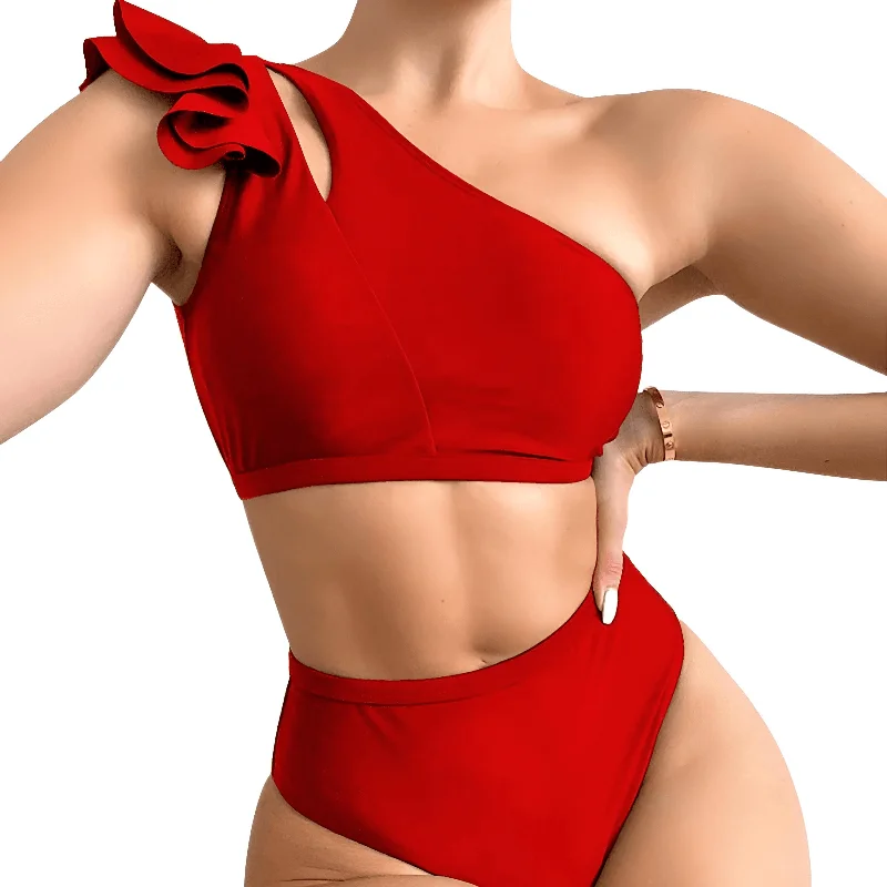 Women's Sexy One Shoulder High Waist Bikini