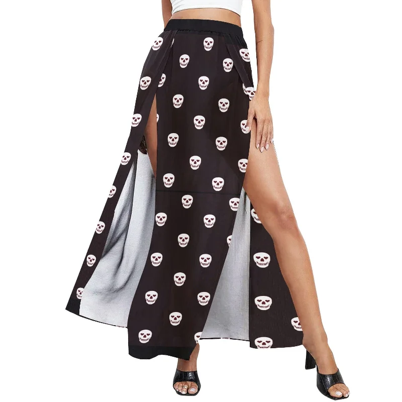 Women's Skulls Heart Eyes High Slit Long Beach Dress