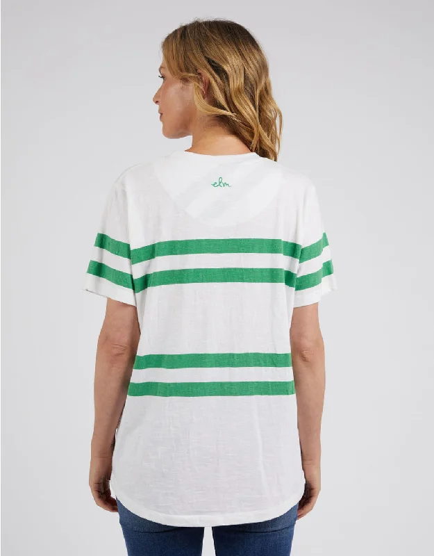 Allegra Short Sleeve Tee - White/Green Stripe