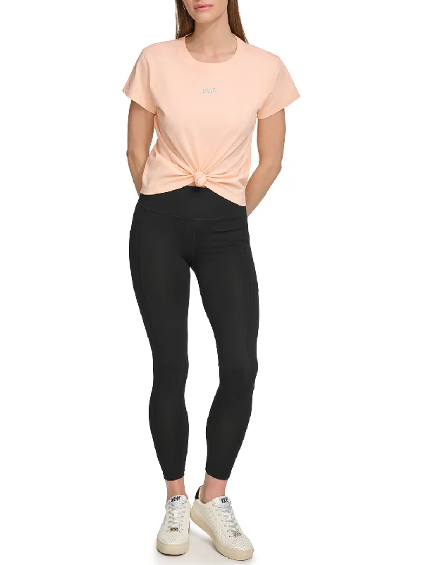 Dkny Women Peach Solid Round Neck Short Sleeves T-Shirt