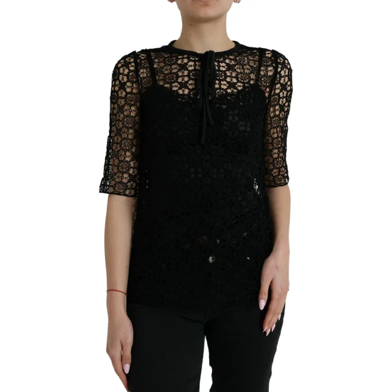 Dolce & Gabbana Elegant Floral Lace Blouse Top