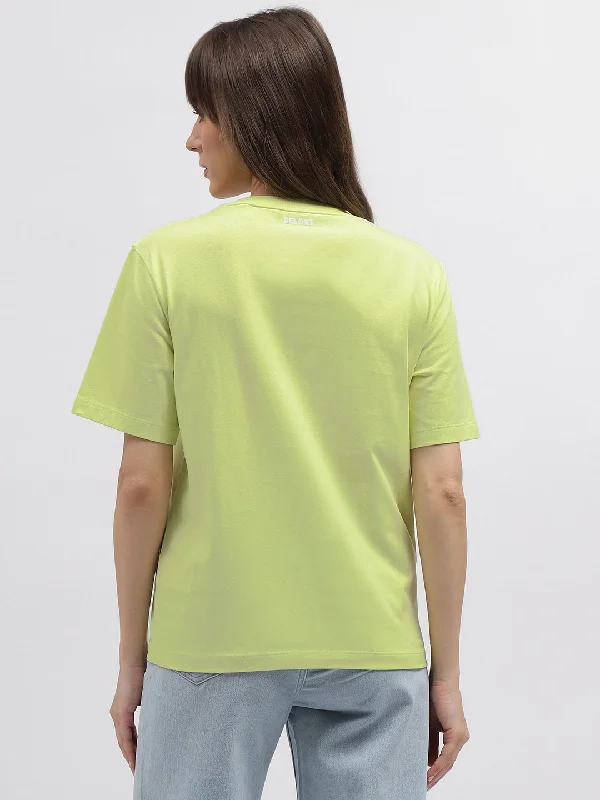 Gant Women Green Printed Round Neck Short Sleeves T-Shirt