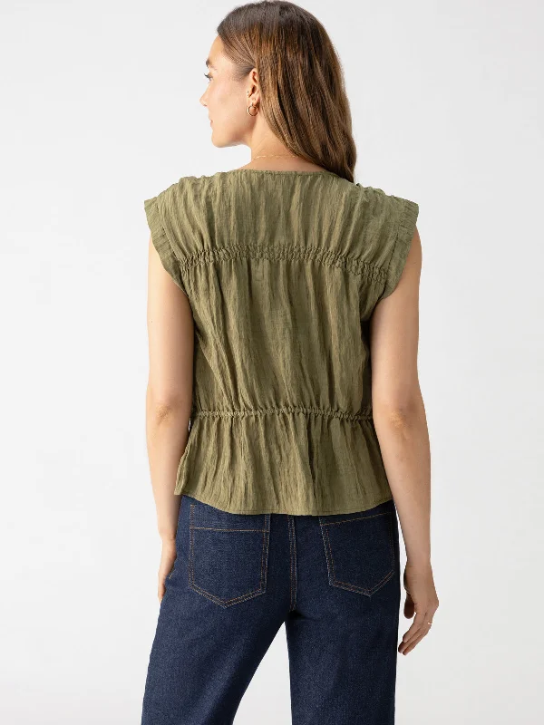 Gathered Shell Blouse Burnt Olive