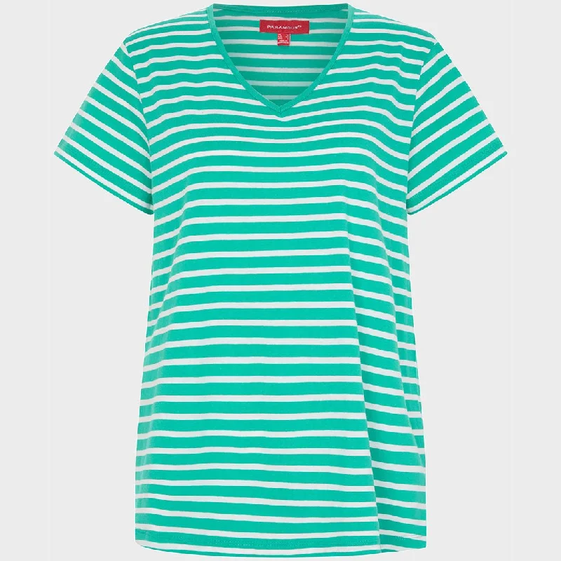 Ladies Striped Vneck T-Shirt