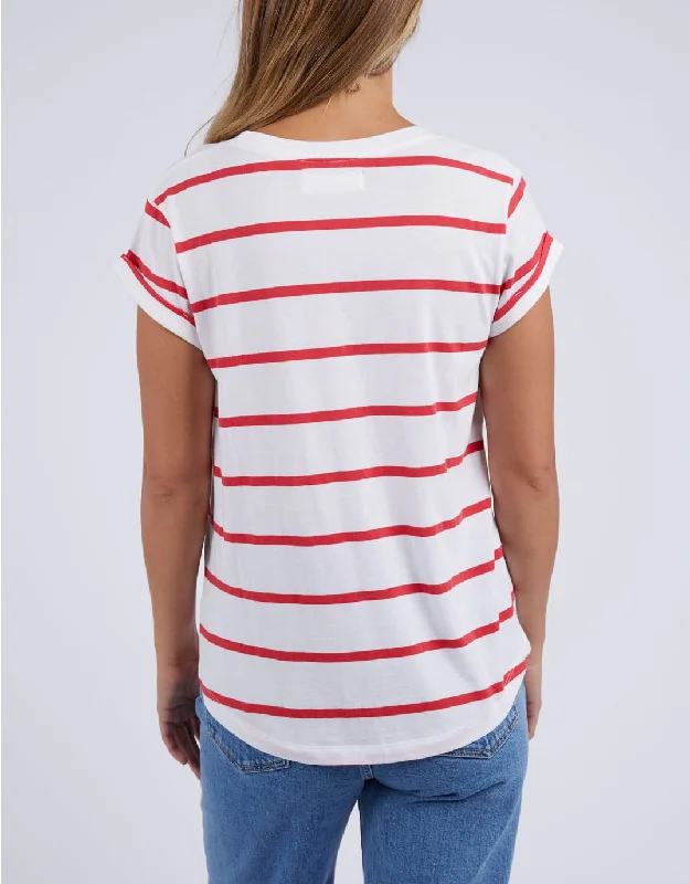 Manly Stripe Tee - White/Cayenne Stripe