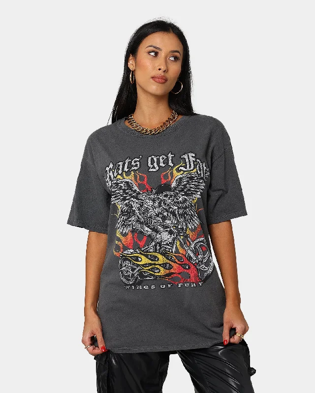 Rats Get Fat Wings Of Fury Vintage T-Shirt Black Dye