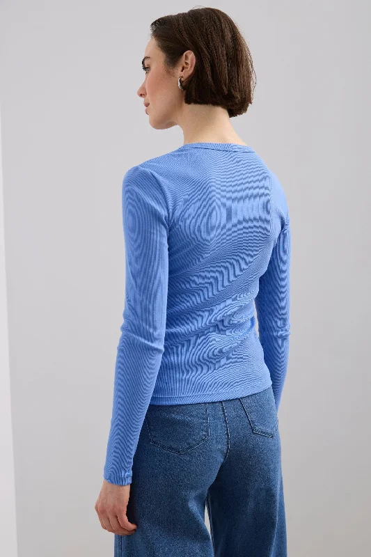 Rib long sleeve crew neck top