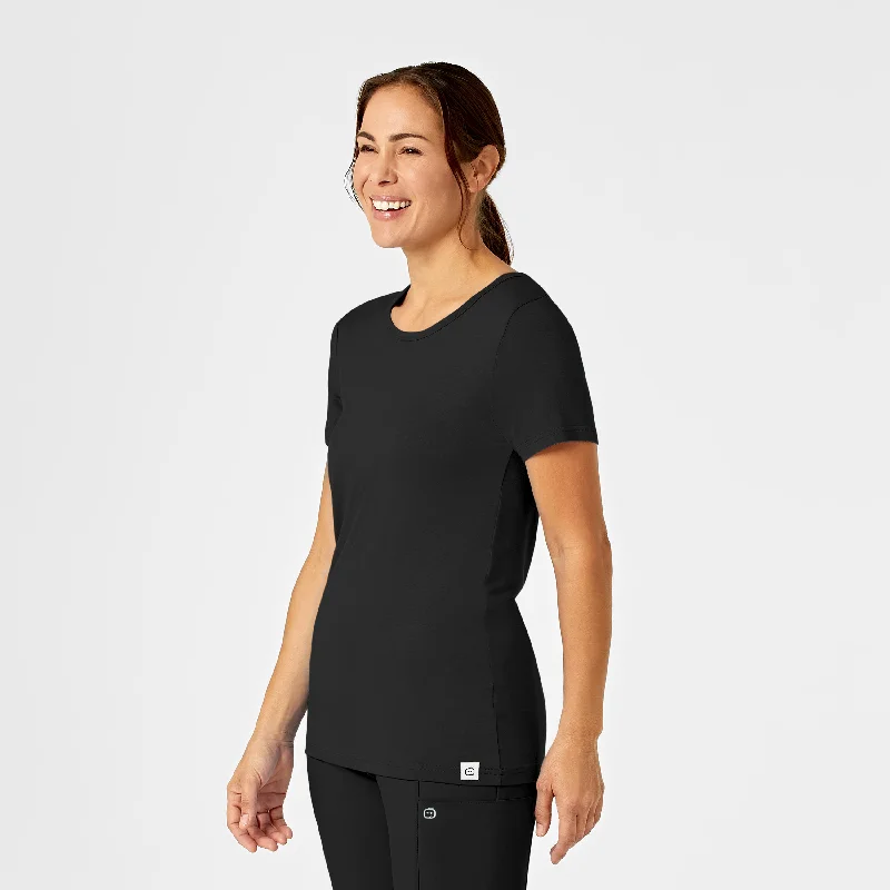 Silky Knit Short Sleeve Tee - Black