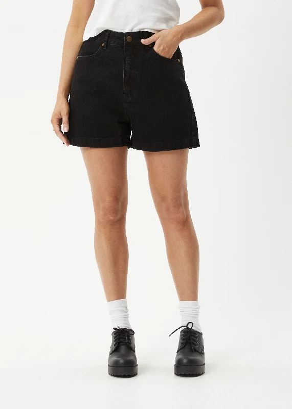 AFENDS Womens Seventy Threes - Organic Denim Short - Washed Black