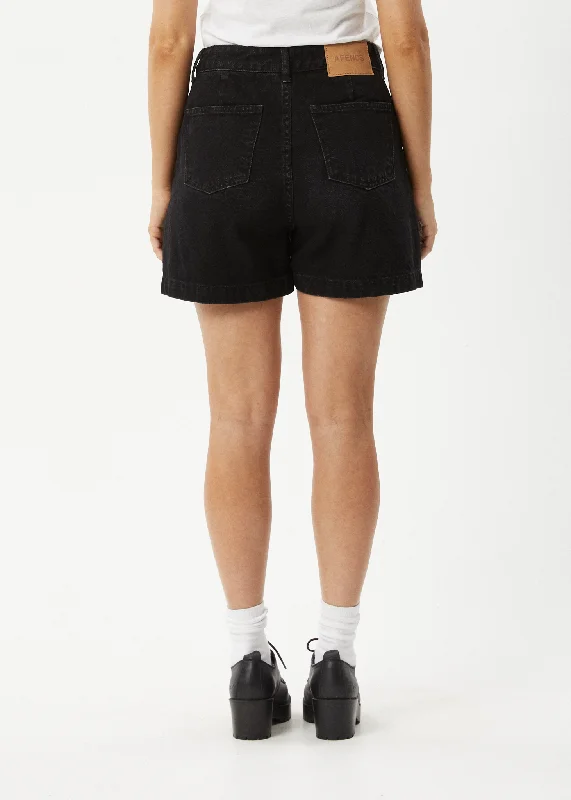 AFENDS Womens Seventy Threes - Organic Denim Short - Washed Black