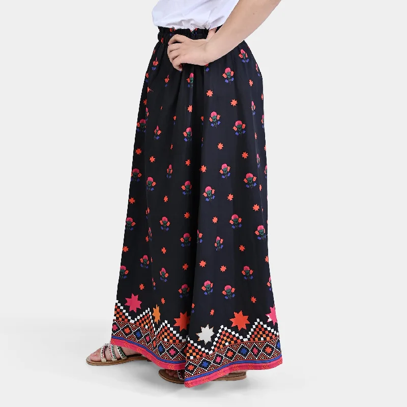 Girls Cotton Poplin long Skirt Faded Rose-BLACK