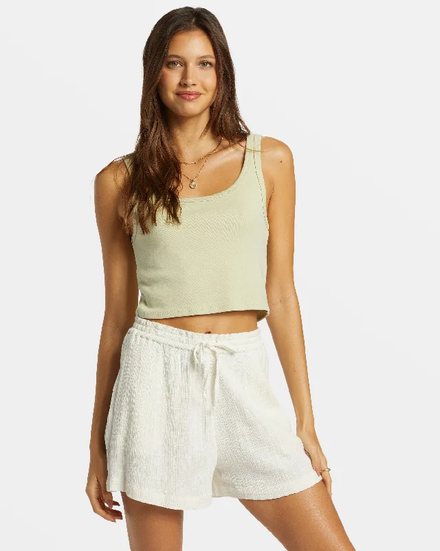 Sunset Elastic Waist Shorts - Salt Crystal