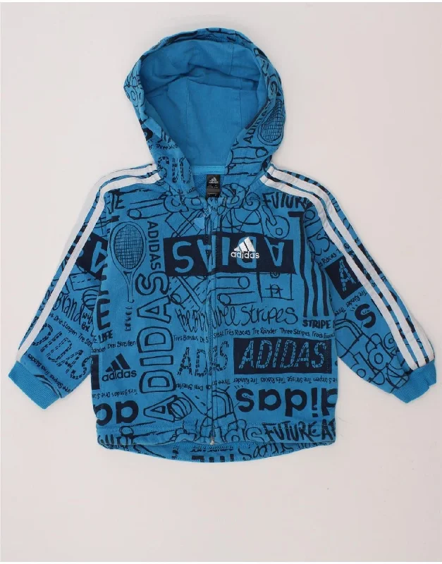 ADIDAS Baby Boys Graphic Zip Hoodie Sweater 9-12 Months Blue