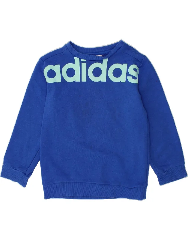 ADIDAS Boys Graphic Sweatshirt Jumper 3-4 Years Navy Blue Cotton