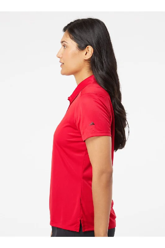 Adidas Womens 3 Stripes UPF 50+ Short Sleeve Polo Shirt - Collegiate Red/Black - NEW