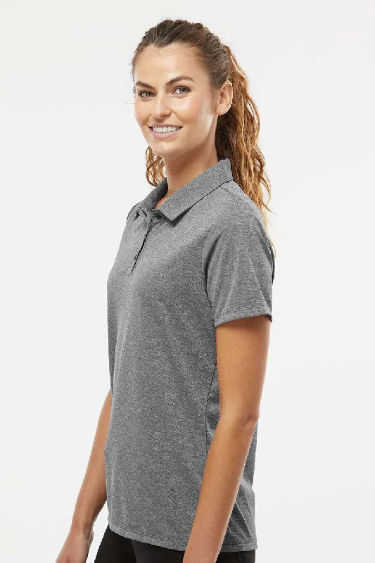 Adidas Womens Heathered Short Sleeve Polo Shirt - Black Melange - NEW