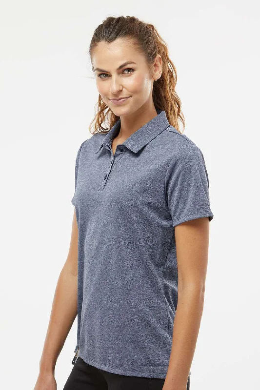 Adidas Womens Heathered Short Sleeve Polo Shirt - Collegiate Navy Blue Melange - NEW