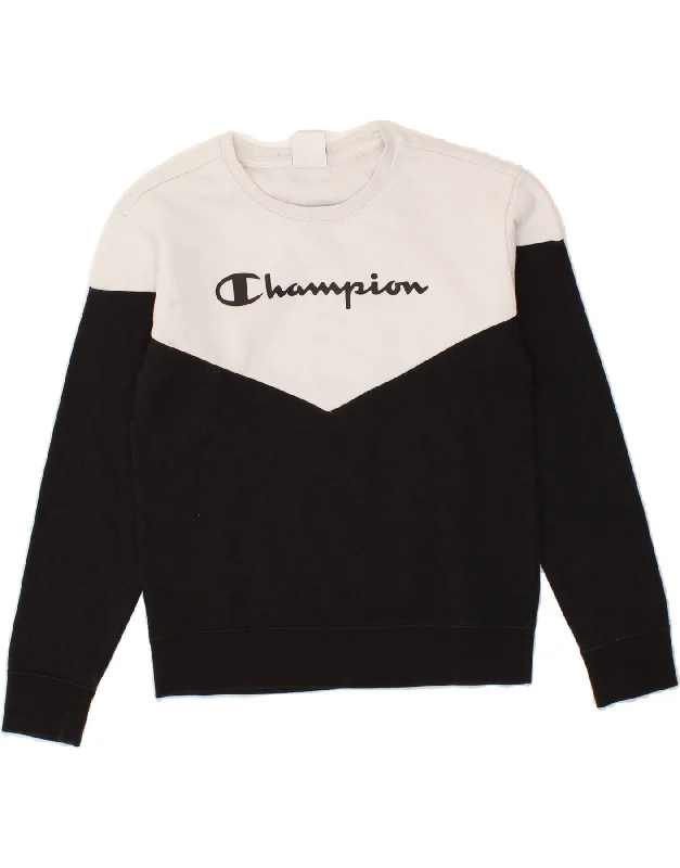 CHAMPION Boys Graphic Sweatshirt Jumper 11-12 Years Large  Black