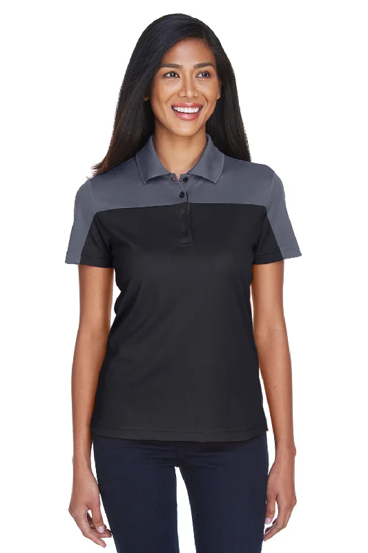 Core 365 Womens Balance Performance Moisture Wicking Short Sleeve Polo Shirt - Black/Carbon Grey