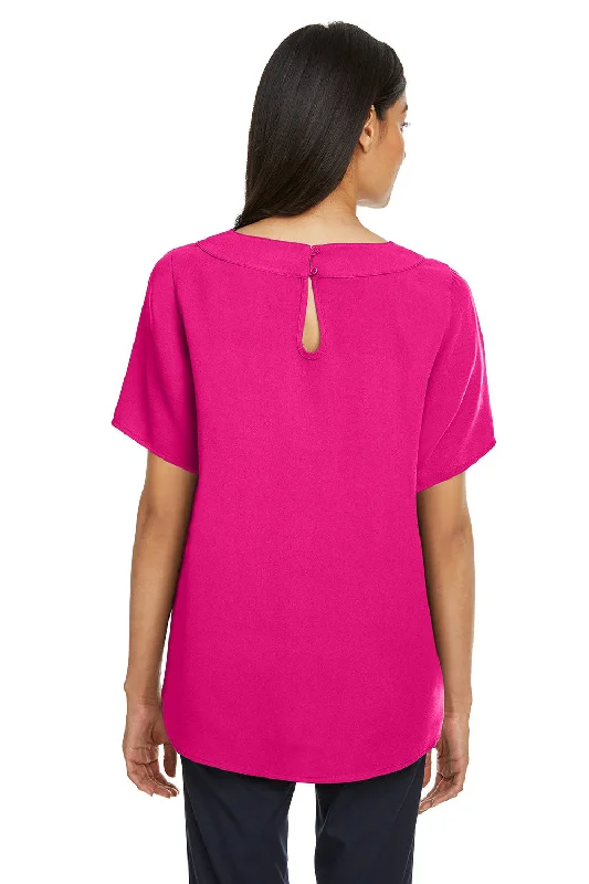 Devon & Jones Womens Perfect Fit Boat Neck Short Sleeve Blouse - Crown Raspberry Pink