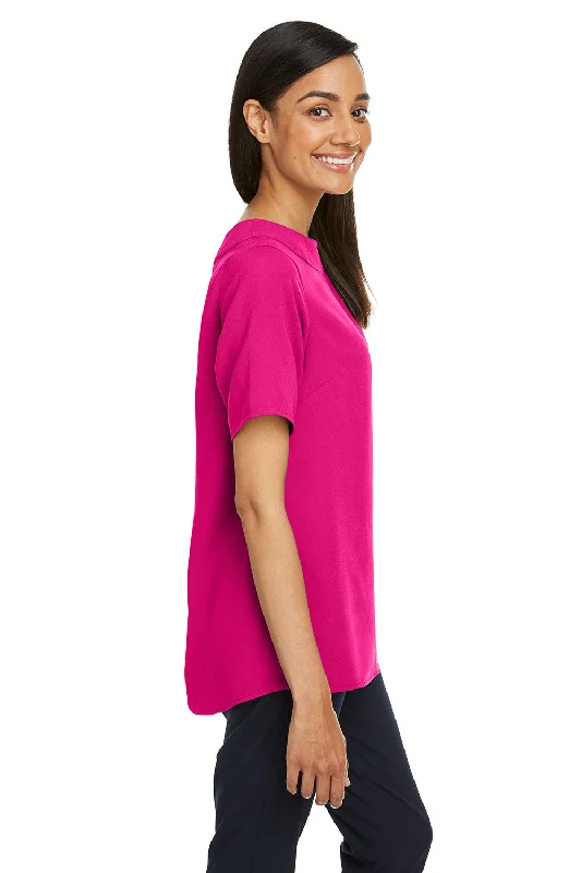 Devon & Jones Womens Perfect Fit Boat Neck Short Sleeve Blouse - Crown Raspberry Pink