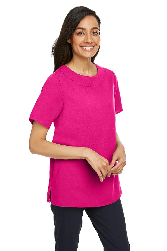 Devon & Jones Womens Perfect Fit Boat Neck Short Sleeve Blouse - Crown Raspberry Pink