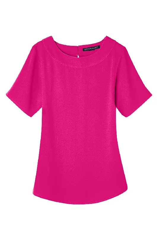 Devon & Jones Womens Perfect Fit Boat Neck Short Sleeve Blouse - Crown Raspberry Pink