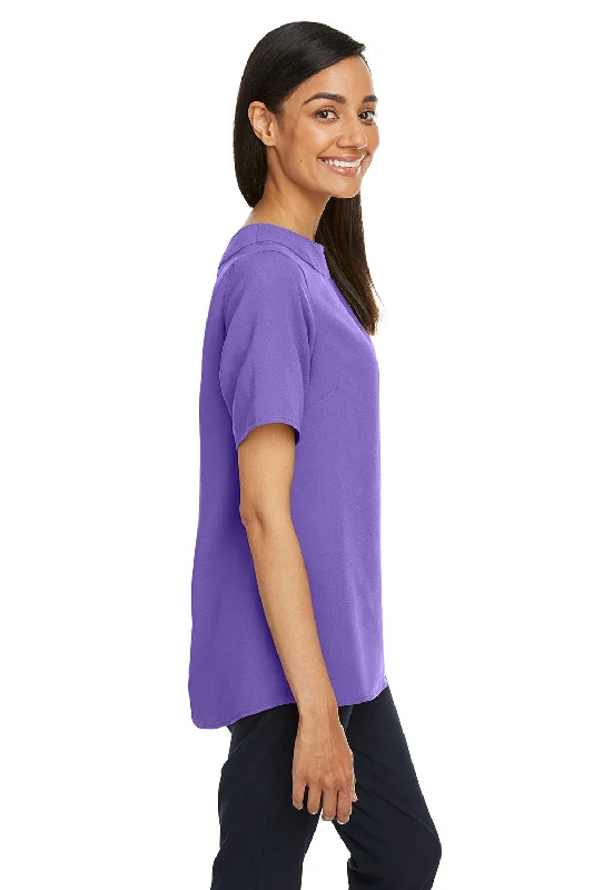 Devon & Jones Womens Perfect Fit Boat Neck Short Sleeve Blouse - Grape Purple