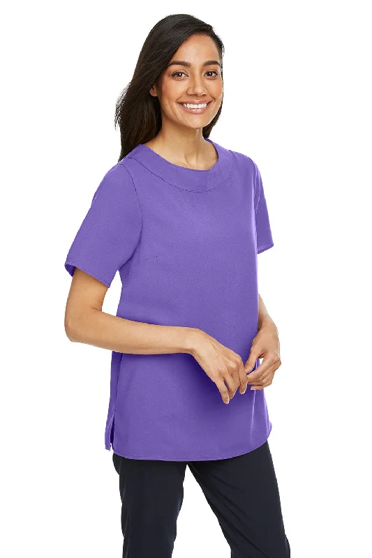 Devon & Jones Womens Perfect Fit Boat Neck Short Sleeve Blouse - Grape Purple