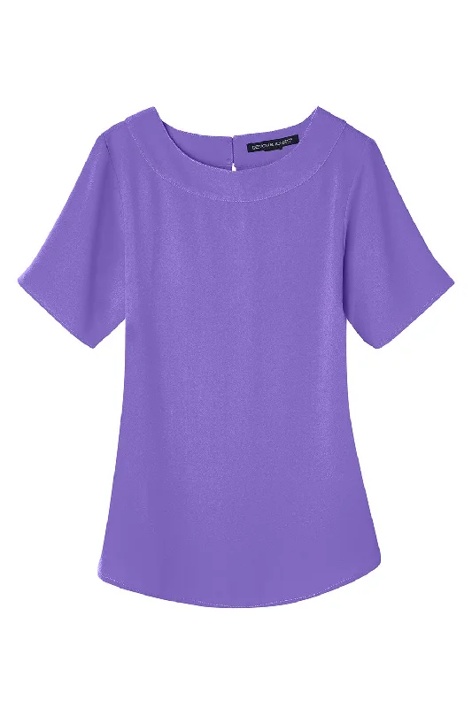 Devon & Jones Womens Perfect Fit Boat Neck Short Sleeve Blouse - Grape Purple