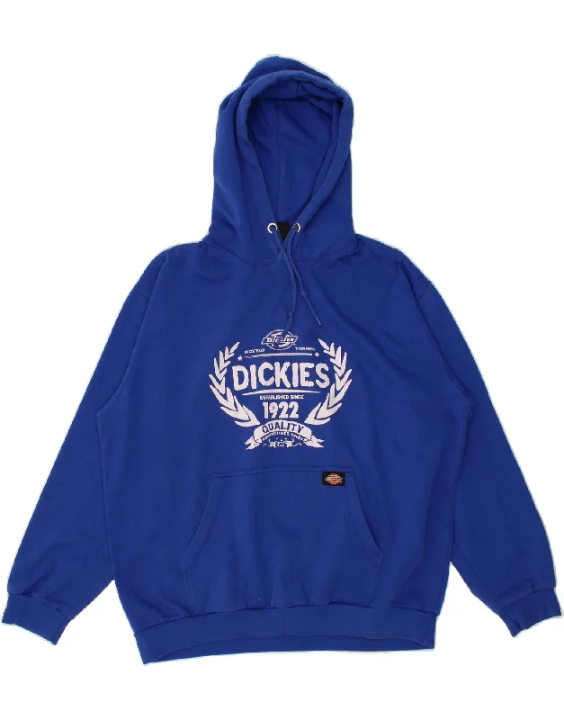 DICKIES Mens Graphic Hoodie Jumper XL Blue Cotton