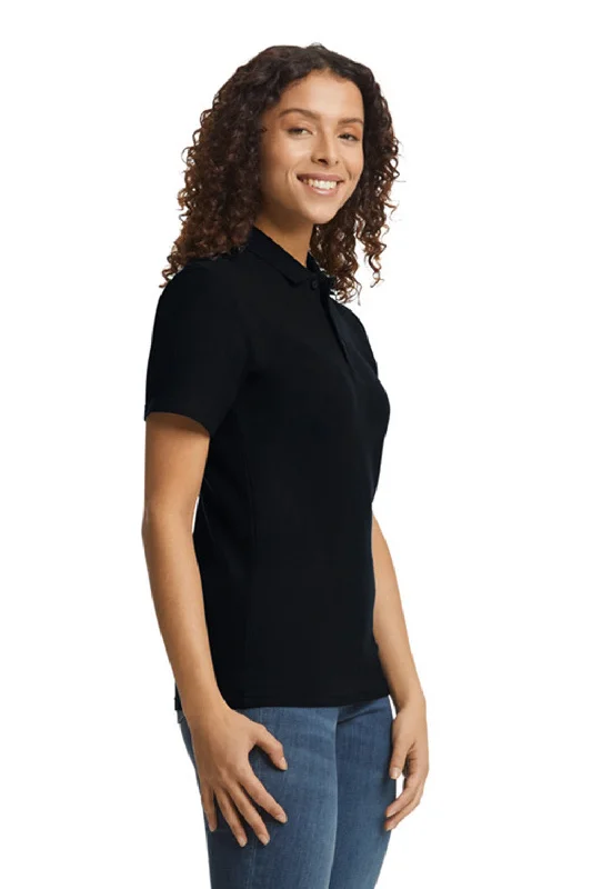 Gildan Womens SoftStyle Double Pique Short Sleeve Polo Shirt - Black