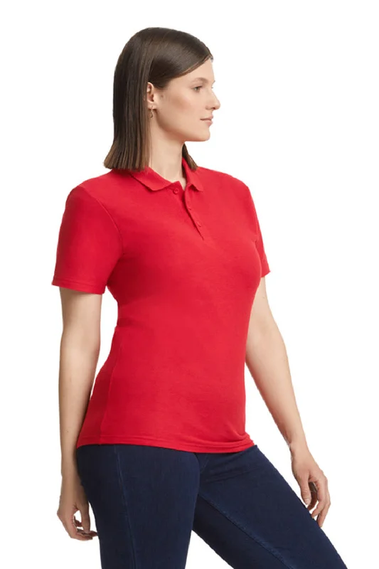 Gildan Womens SoftStyle Double Pique Short Sleeve Polo Shirt - Red