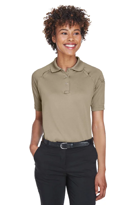 Harriton Womens Advantage Tactical Moisture Wicking Short Sleeve Polo Shirt - Desert Khaki