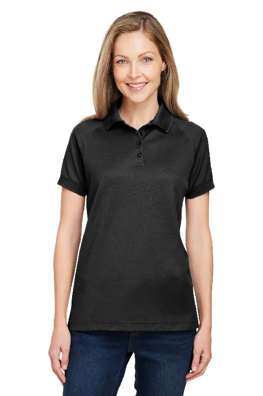 Harriton Womens Charge Moisture Wicking Short Sleeve Polo Shirt - Black