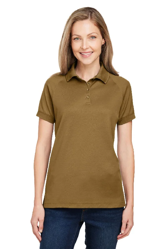 Harriton Womens Charge Moisture Wicking Short Sleeve Polo Shirt - Coyote Brown