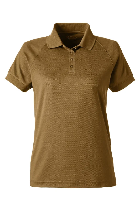 Harriton Womens Charge Moisture Wicking Short Sleeve Polo Shirt - Coyote Brown