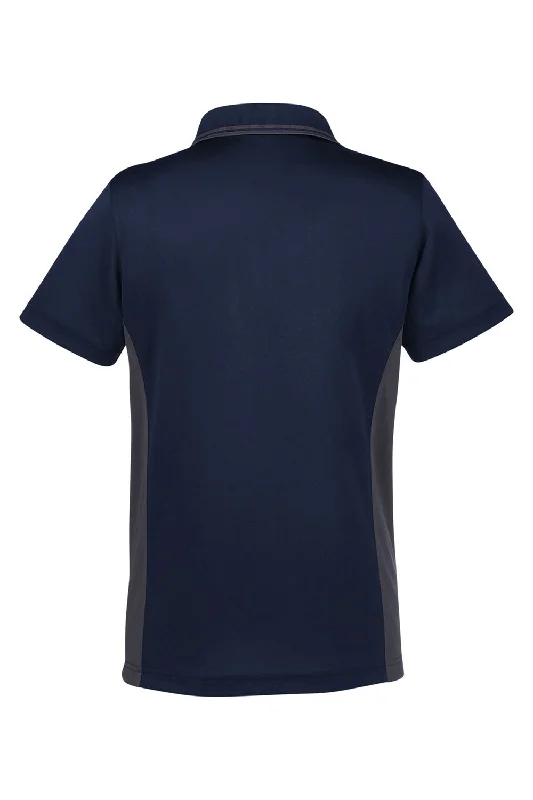 Harriton Womens Flash Performance Moisture Wicking Colorblock Short Sleeve Polo Shirt - Dark Navy Blue/Dark Charcoal Grey